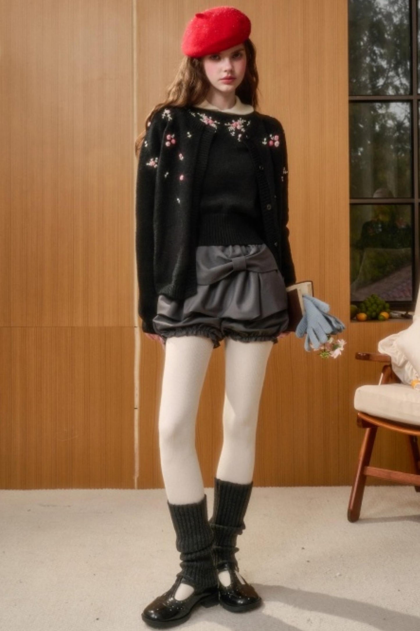 Hand-Embroidered Wool Cardigan