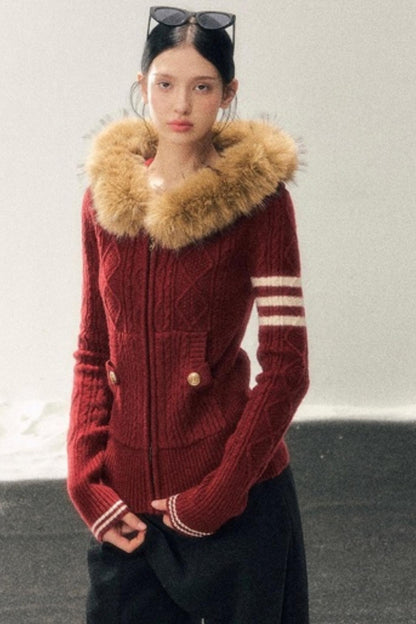 Winter Hooded Knit Sweater
