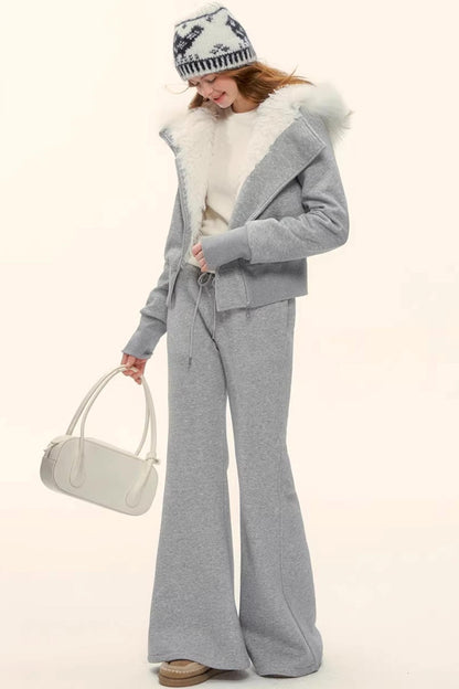 Retro Fleece-Lined Hooded Jacket Set-Up