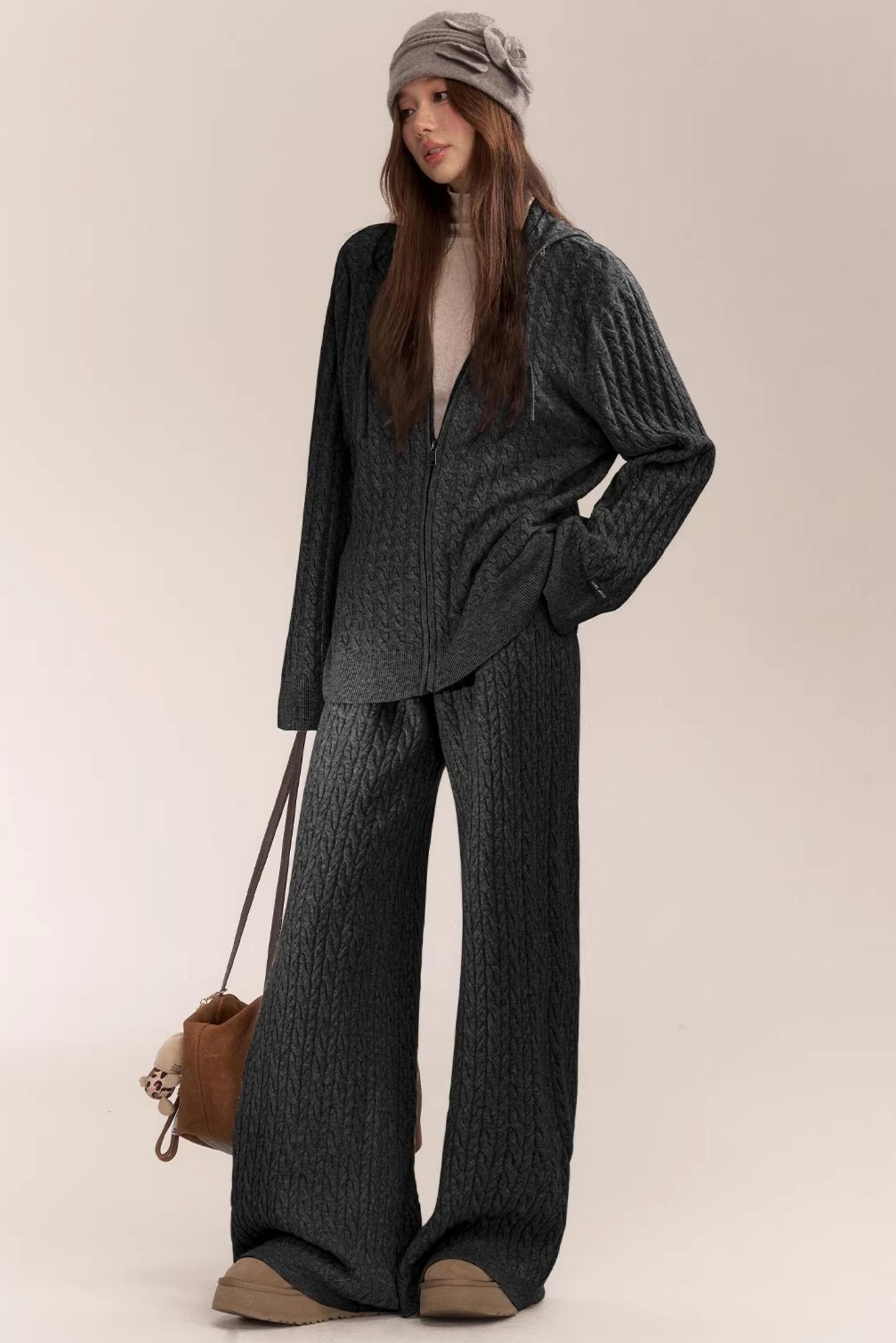 Knitted Jacket Pants Set-Up