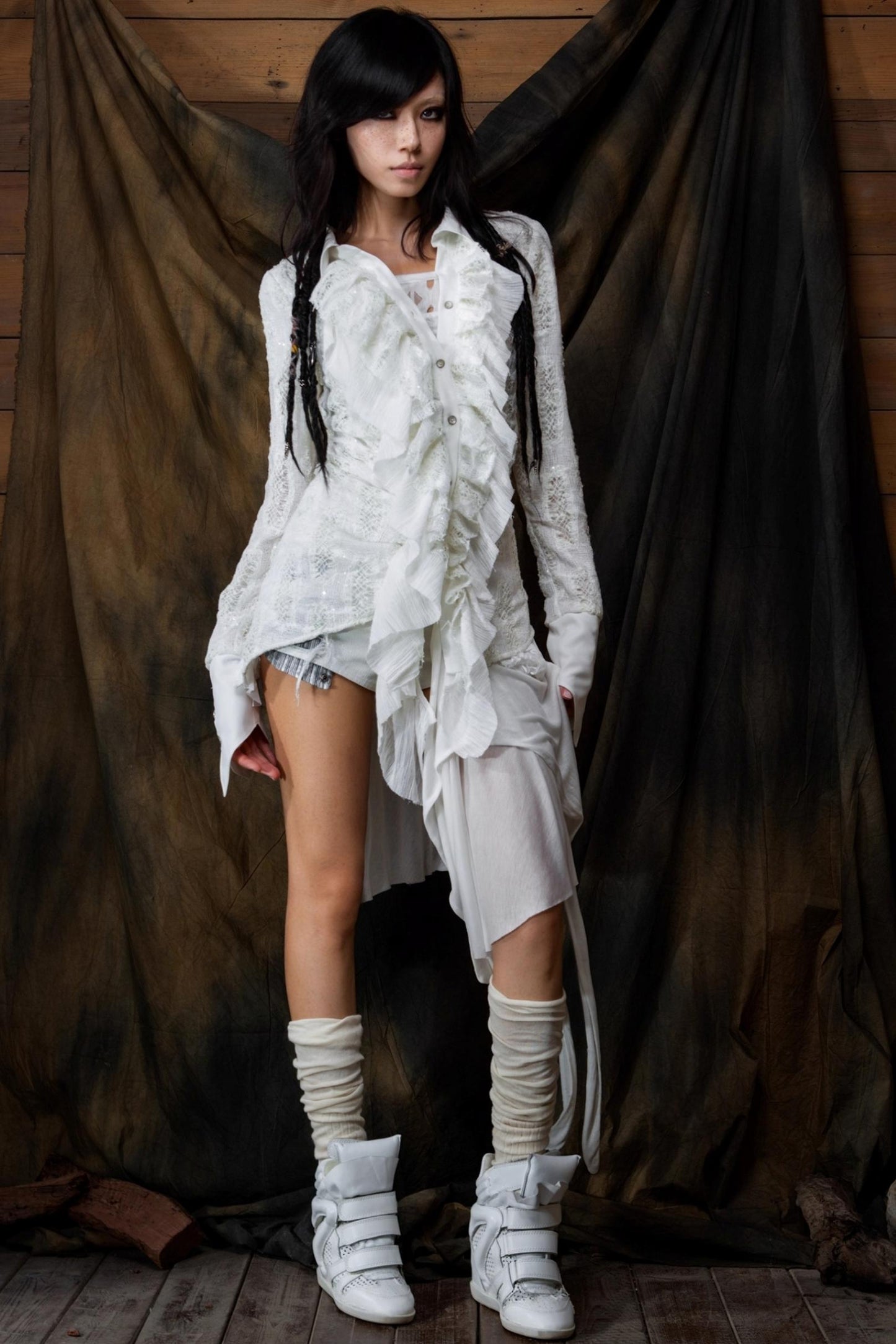 Vintage Ruffled Two-Tone Cardigan