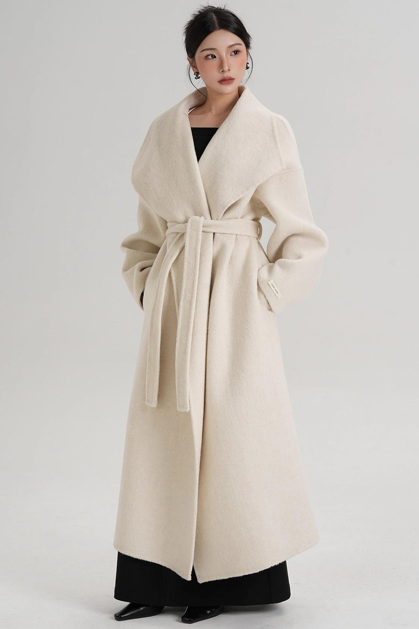 Large Lapel Long Wool Coat