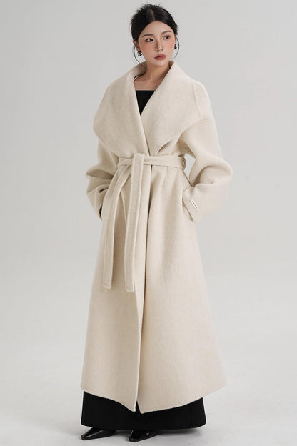 Large Lapel Long Wool Coat