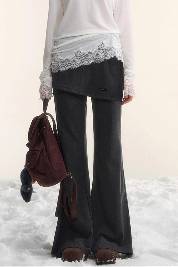Irregular Flared Knit Pants