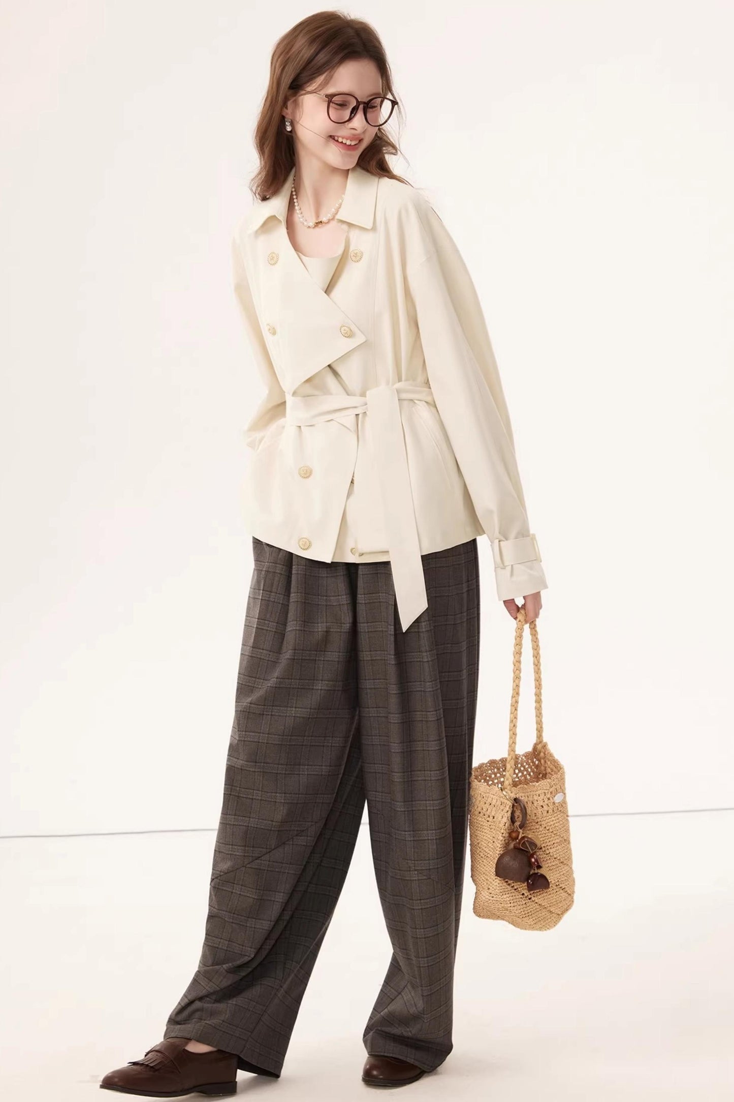 Short Double-Breasted Trench Coat