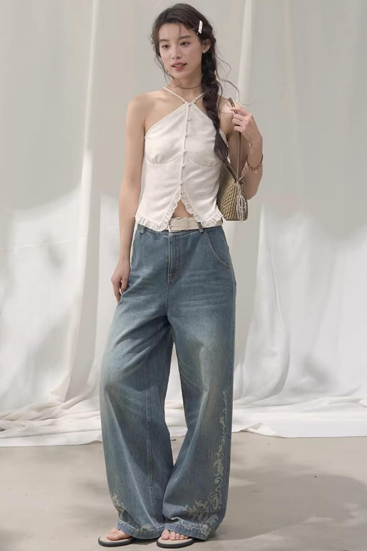 Laser Embossed Vintage Jeans