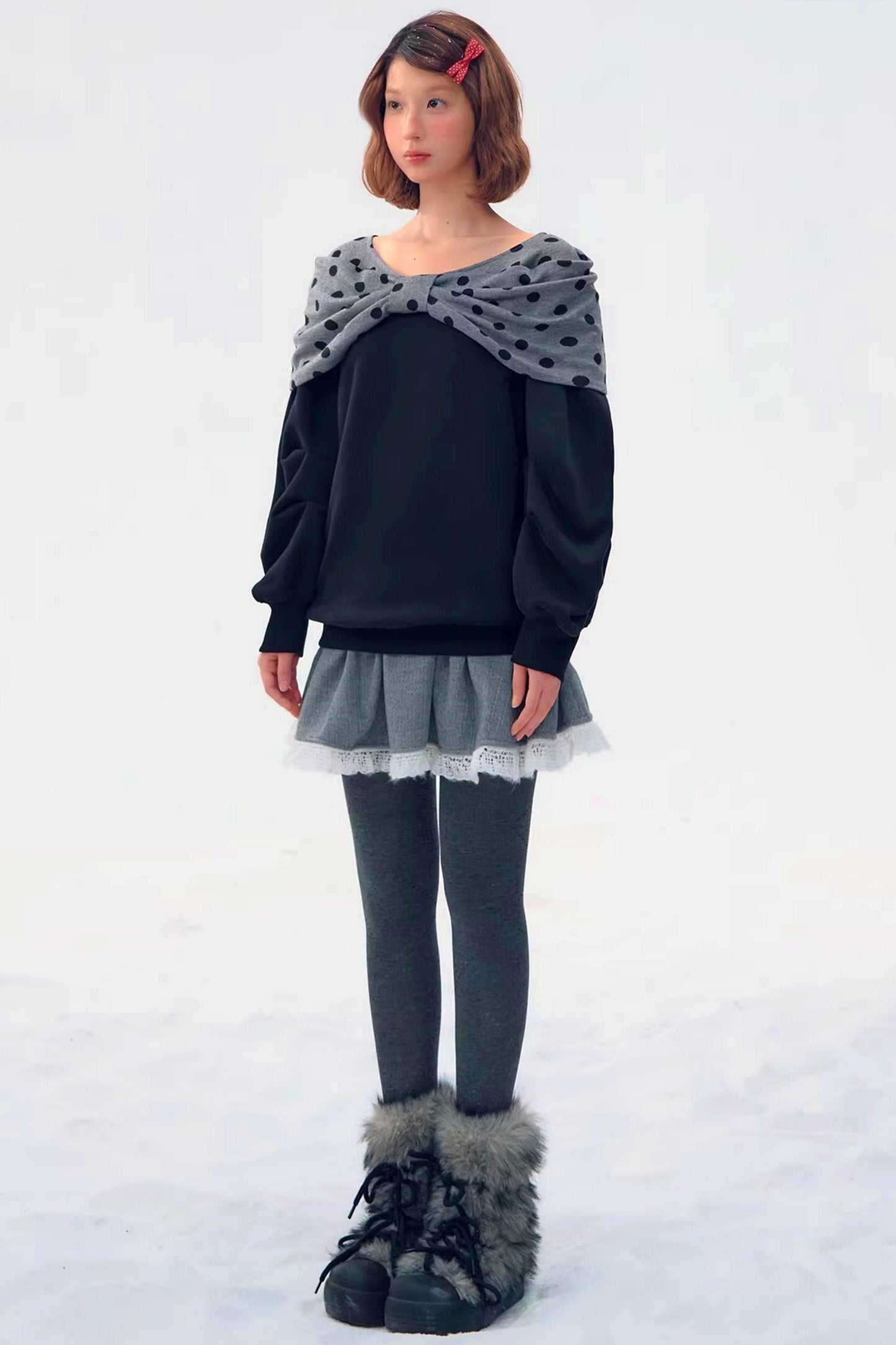 Retro Polka Dot Knit Top