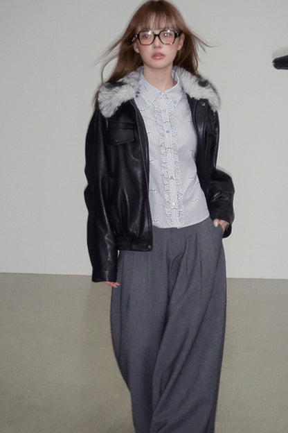 Lazy Silhouette Vintage Biker Jacket