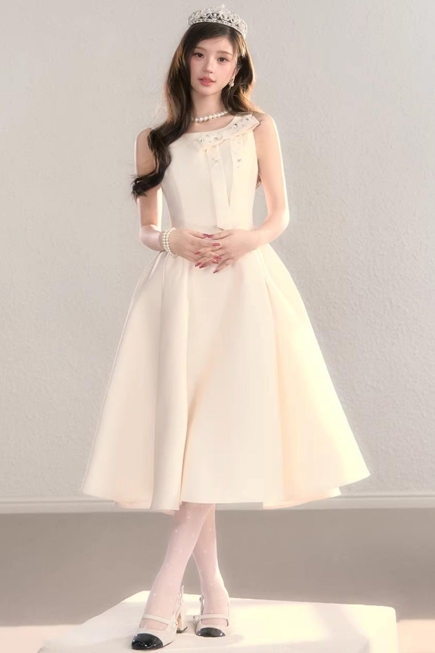 French Satin Bow Dress