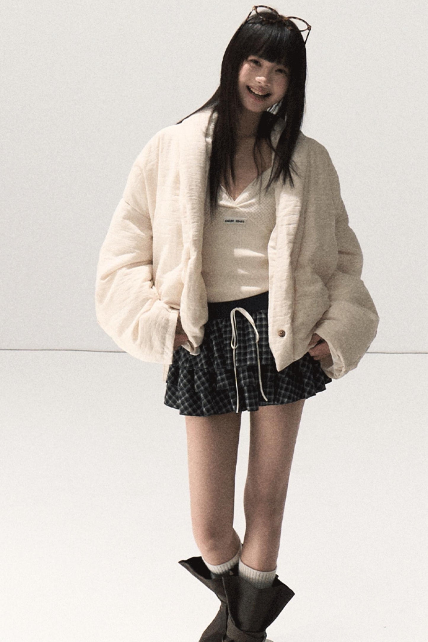 Shrine Plaid Woolen Cake A-Line Skirt