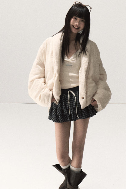 Shrine Plaid Woolen Cake A-Line Skirt