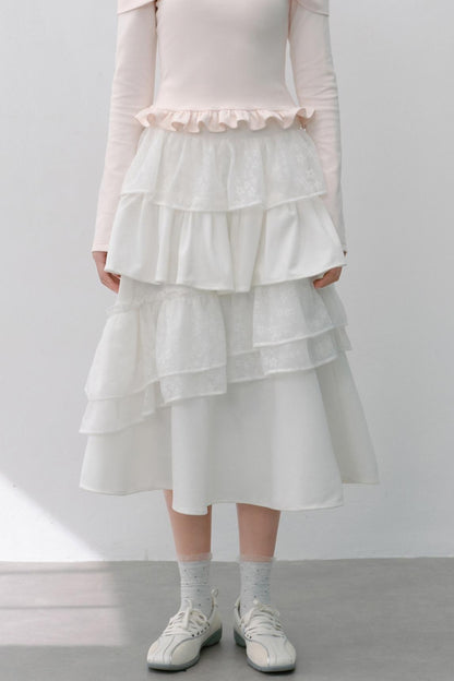 Vintage White Flower Puffy Skirt