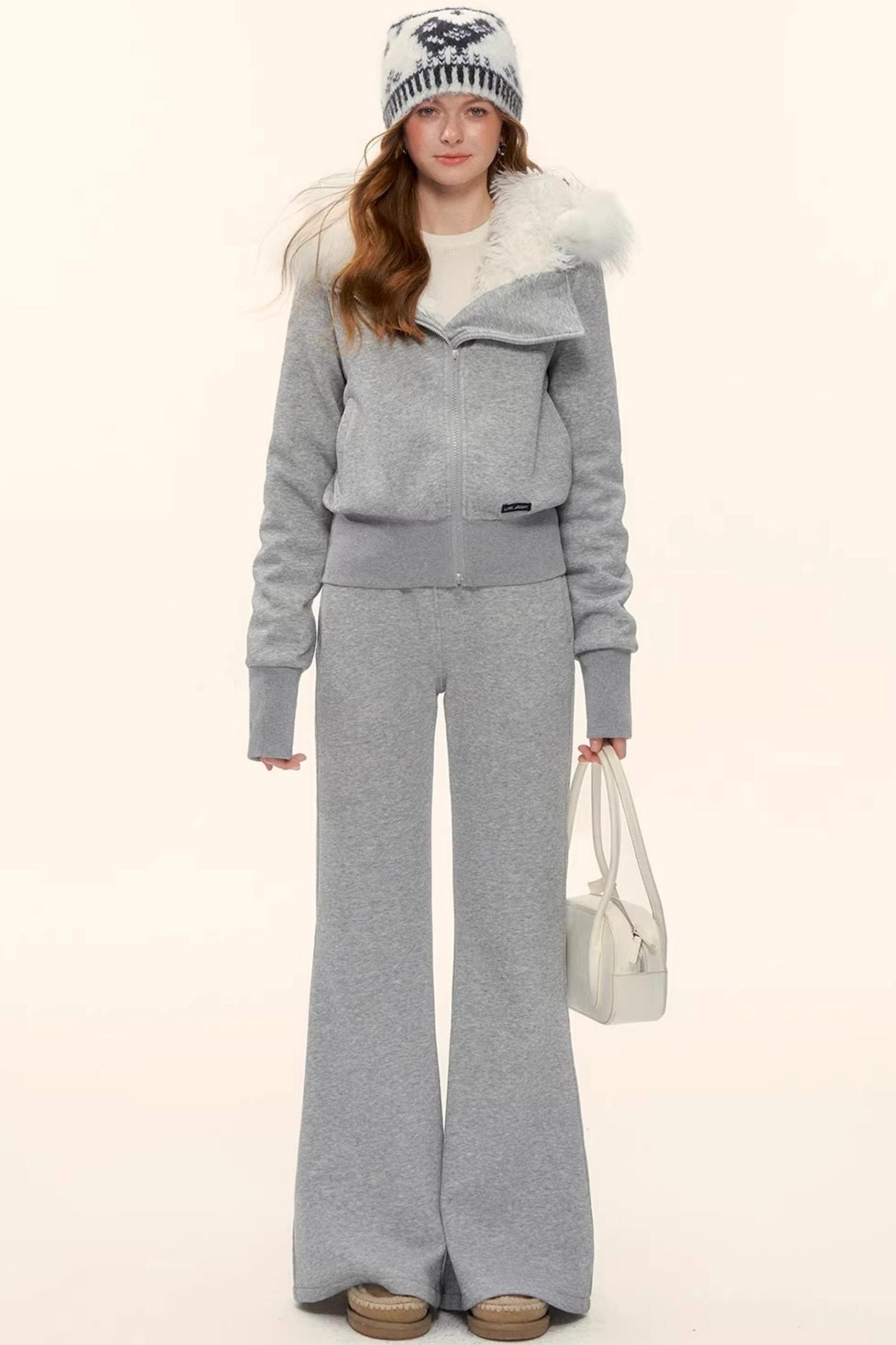 Retro Fleece-Lined Hooded Jacket Set-Up