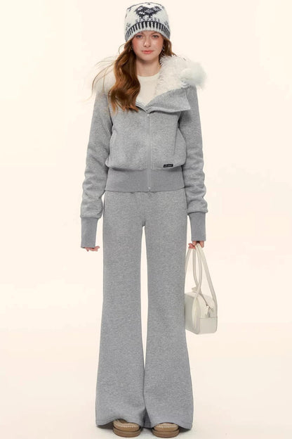 Retro Fleece-Lined Hooded Jacket Set-Up