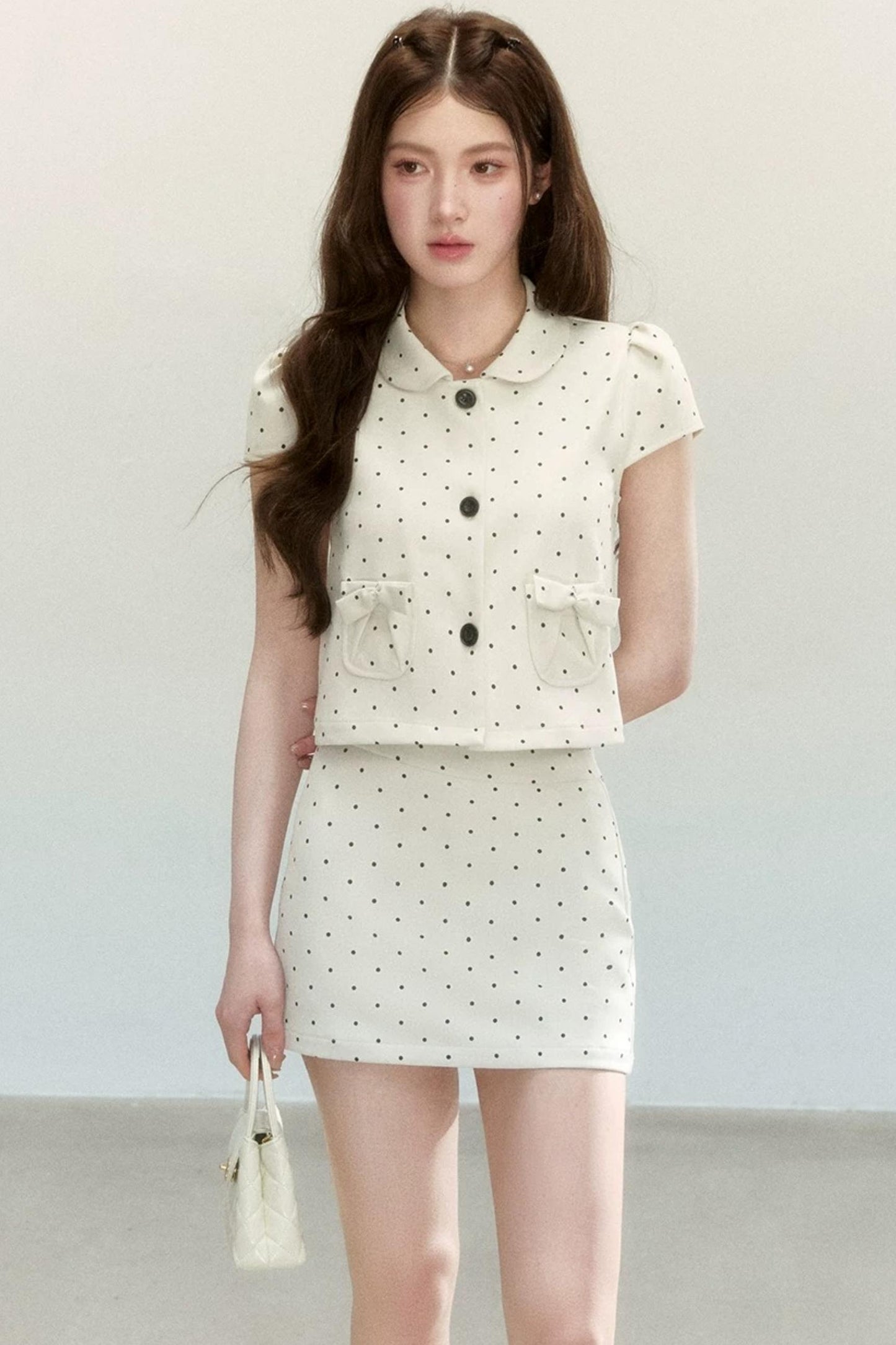 Completo coordinato con blusa a pois rétro