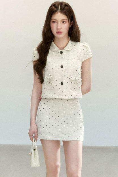 Completo coordinato con blusa a pois rétro