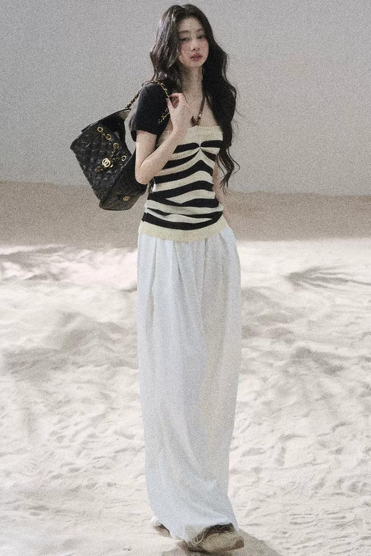 Flowing Twilight Striped Top Set