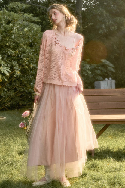 Galaxy Ice Silk Hollow Cardigan