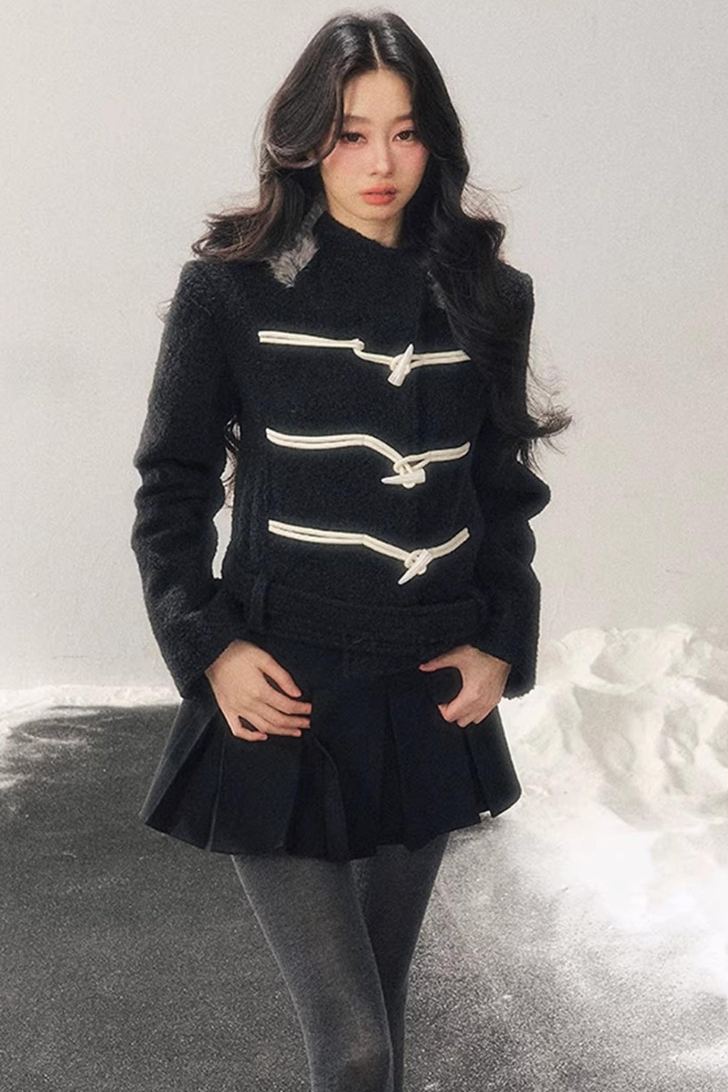 French Woolen Hooded Coat