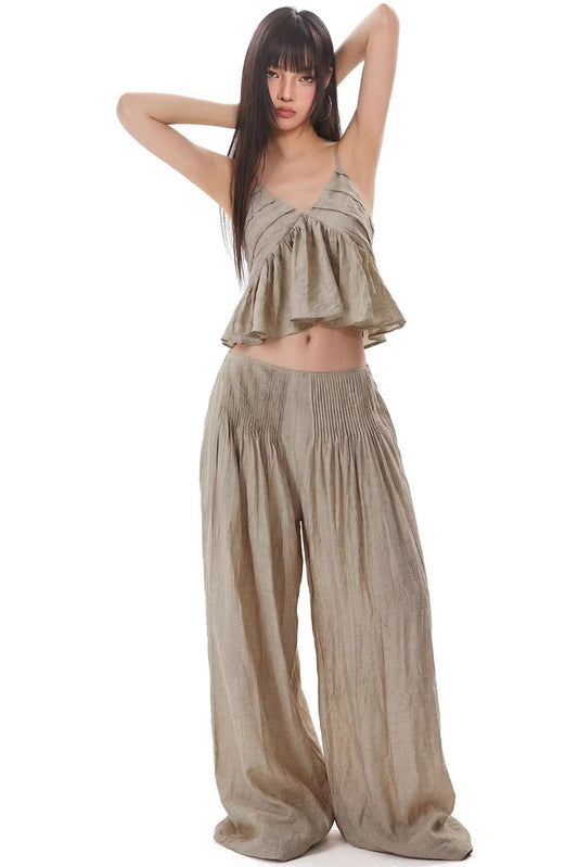 Ruffled Camisole Pants Set