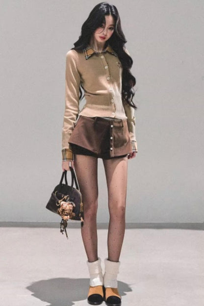 Fake Two Korean Long-Sleeve Knit Top