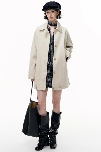 Plaid Ruffle Long Sleeve Shirt Dress