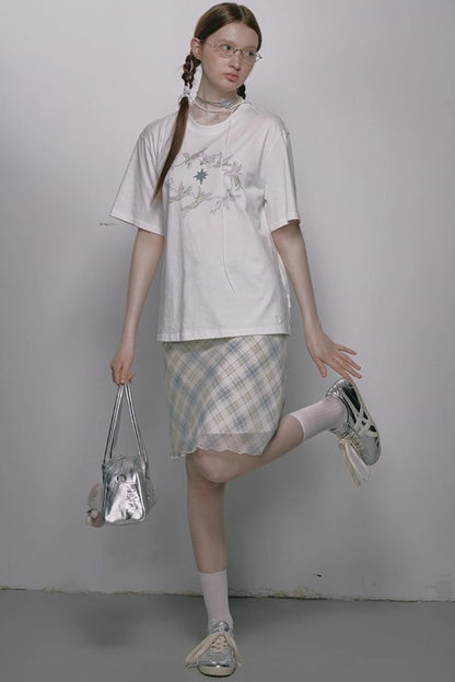 French Polka Dot A-Line Chiffon Skirt