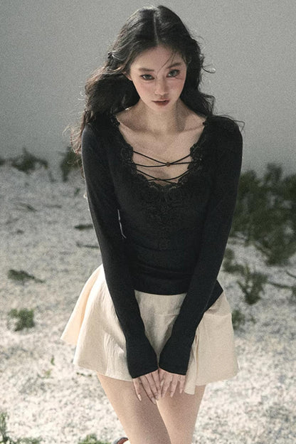 Lace V-Neck Summer Top