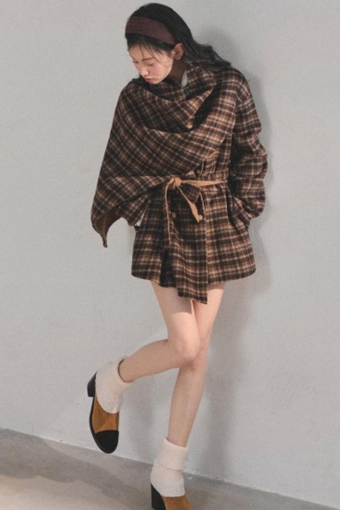Winter Plaid Wool Coat