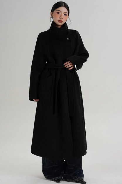 Turtleneck Long Wool Coat