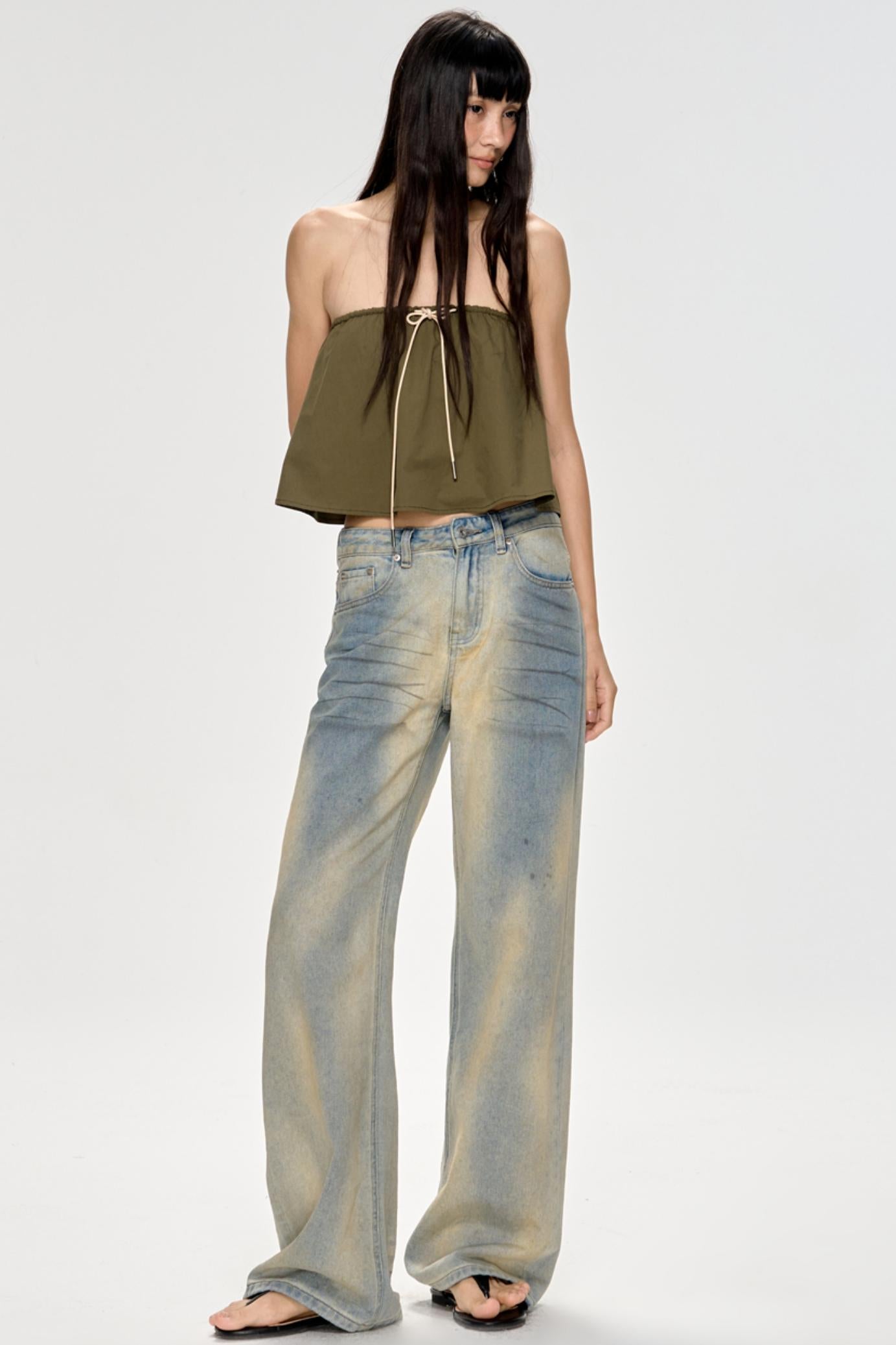 Bright Blue Backless Plunge Top