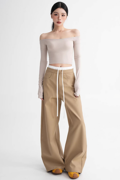 Elegant Color-Blocking Wide-Leg Pants