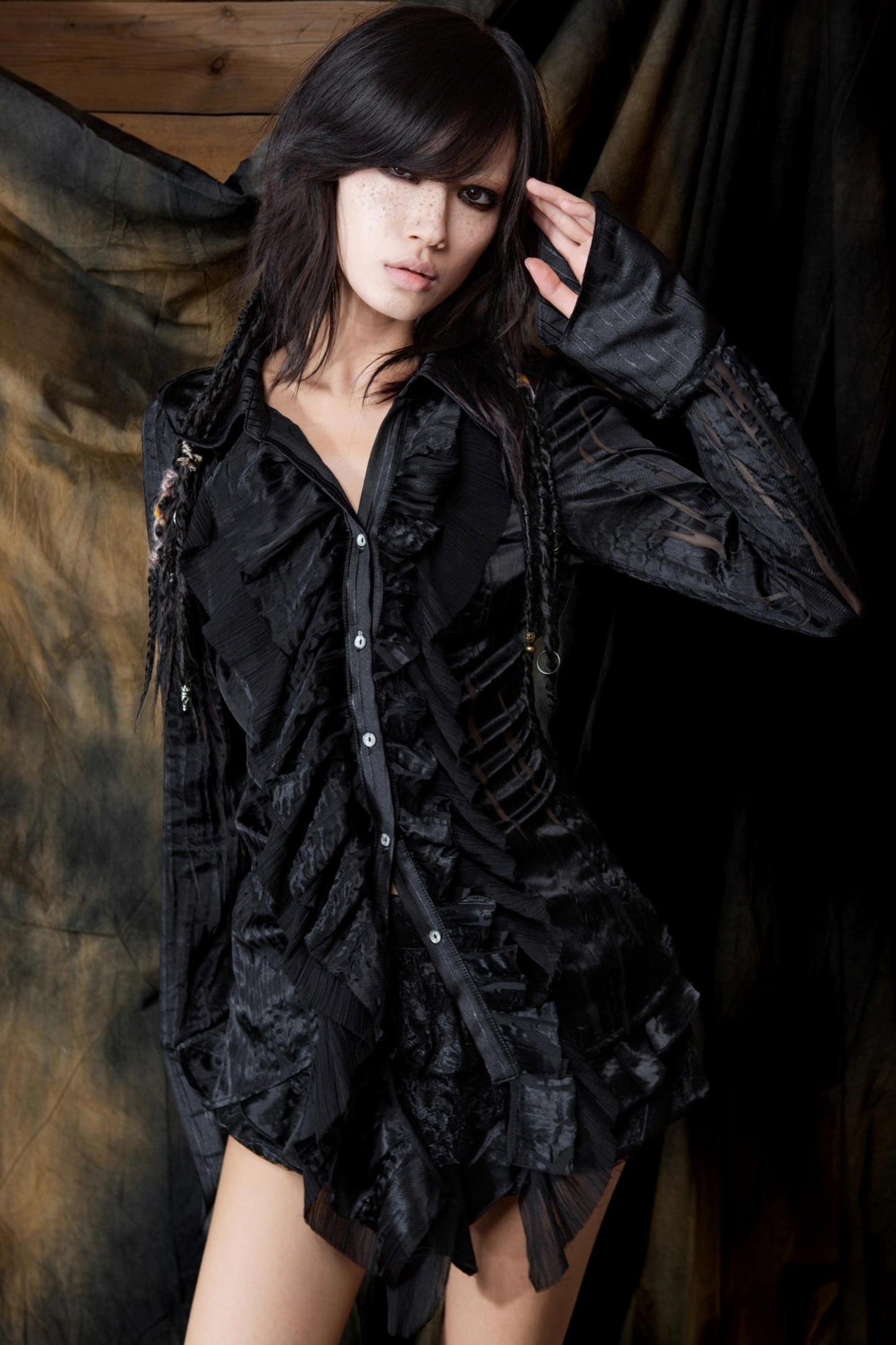 Vintage Ruffled Two-Tone Cardigan