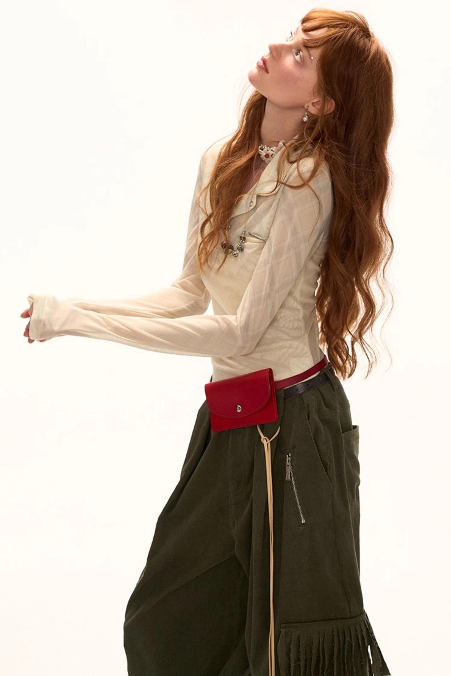 Luxury Slim Plaid Mesh Tee