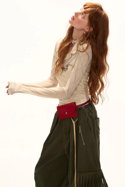 Luxury Slim Plaid Mesh Tee