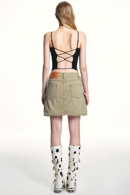 Retro Washed Slimming Denim Skirt
