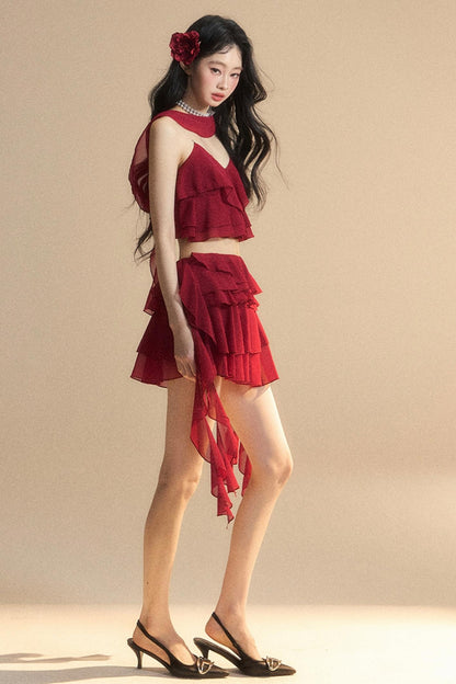 Luxury Halter With Skirt Set-Up