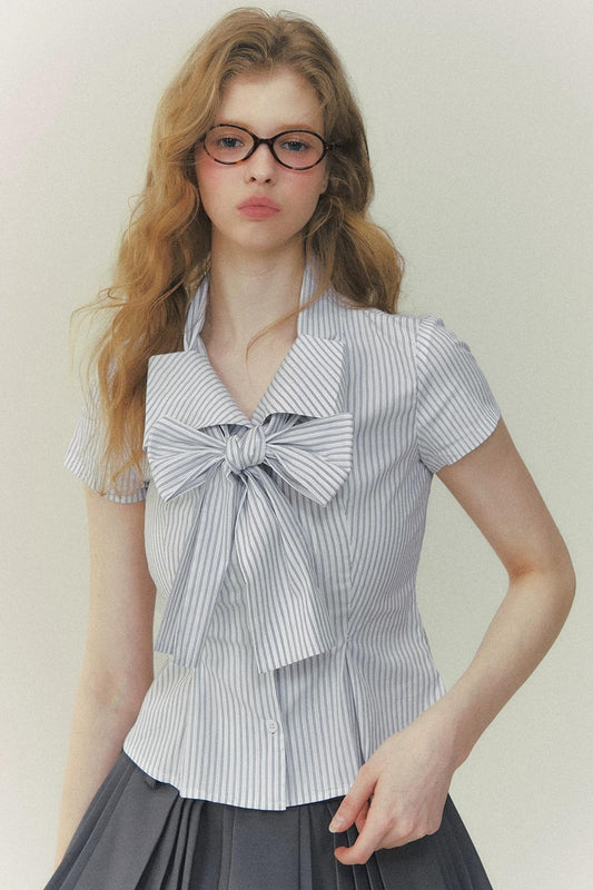 Art Girl Striped Bow Blouse