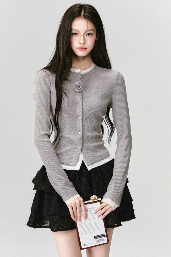 Flower Knit Cardigan