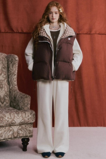 Reversible Plaid Lace Vest