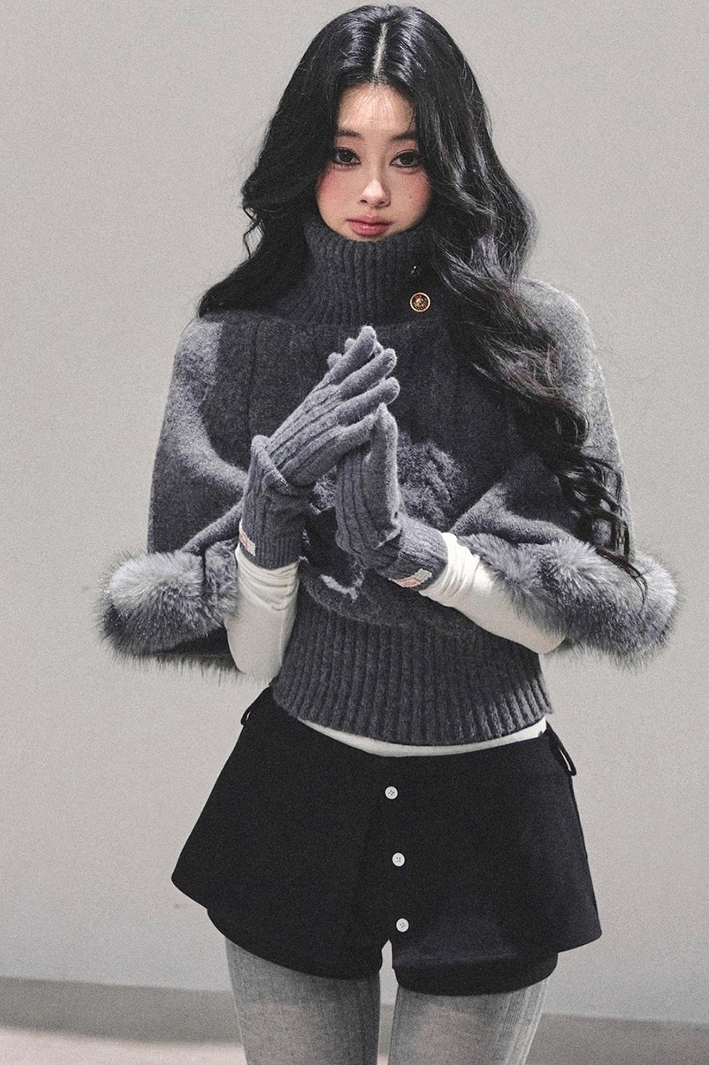 Korean Mohair Turtleneck Sweater