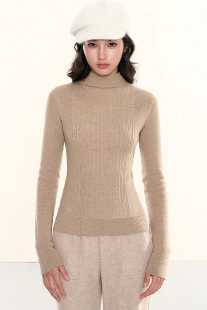 Ribbed Waist-Cinching Knit Sweater