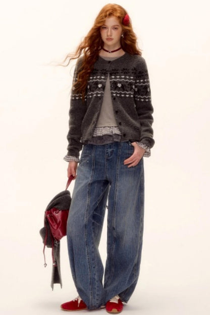 Fair Isle Wool Cardigan Set-Up