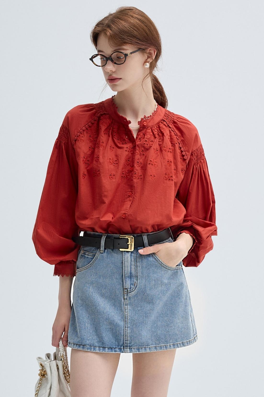 French Embroidered Cut-Out Lace Top