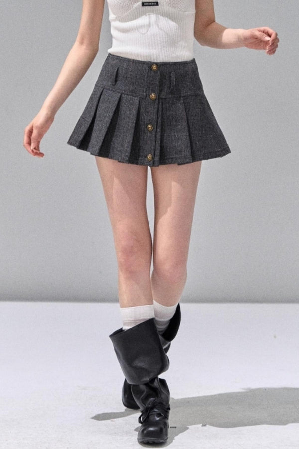 Fake Two Polo Lapel Sweater Skirt Set-Up