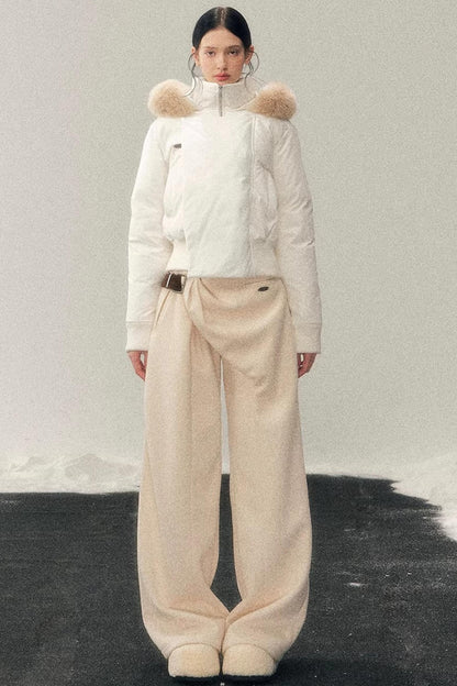 Fleece-Lined Wide-Leg Pants