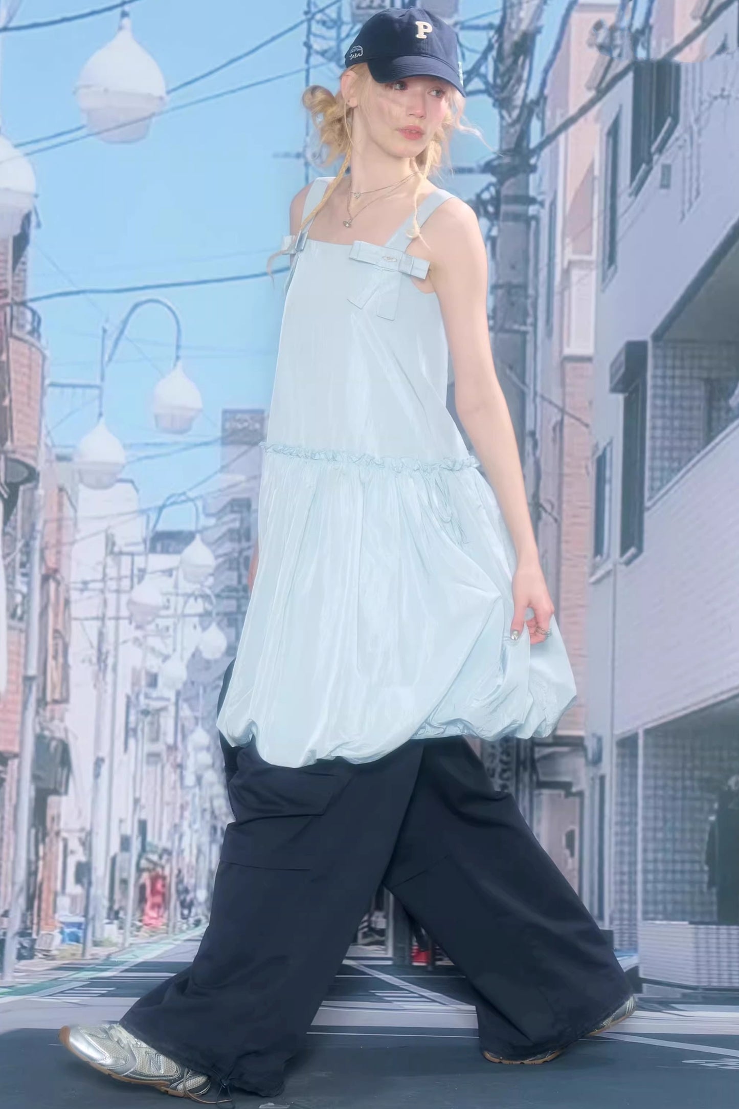 Summer Blue Bow-Tie Dress