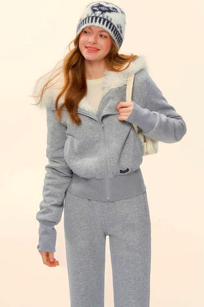 Retro Fleece Hooded Jacket Set-Up