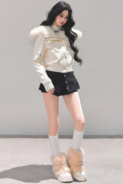 Winter Plush Hooded Coat