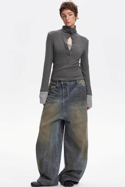 Henry Collar Knitted Top